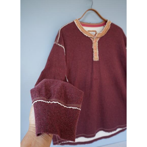 Carbon 2 Cobalt Men Kinetic Henley Shirt XXL Layered Distressed Y2K Style Rugged - Picture 7 of 14